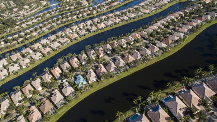 Florida homes sit along a series of canals