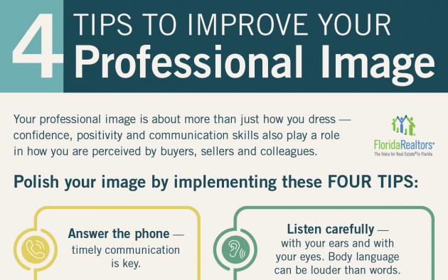 4 Tips to Improve your professional image infographic