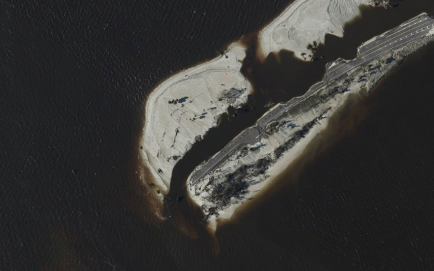 Drone footage shows road destruction from Hurricane Ian
