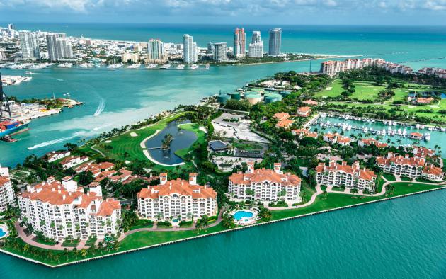 Aerial view of Fisher Island, part of Miami