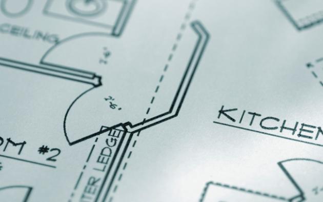 Photo of blueprints for a home