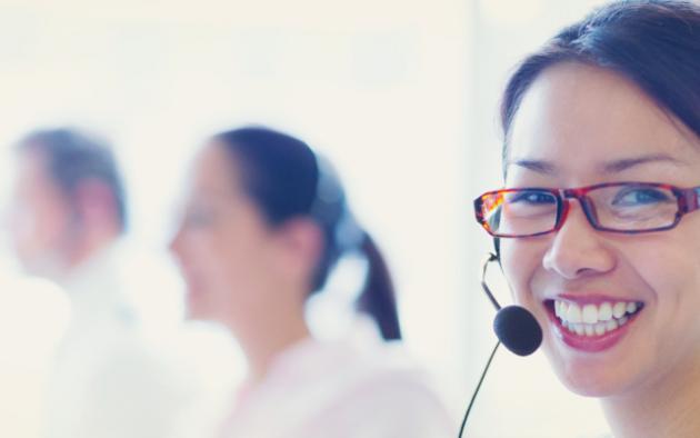 woman using a headset