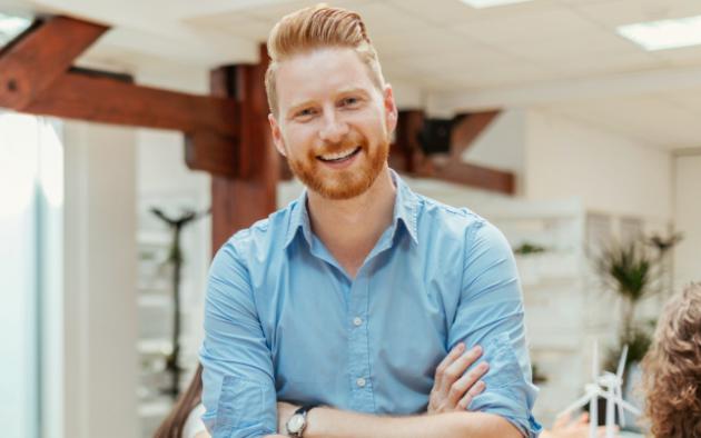 young professional man in casual office