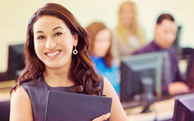 woman taking class