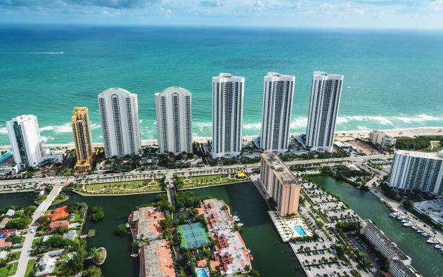 high rise beach condos aerial