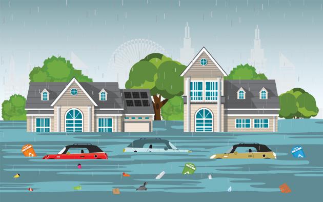 illustration of town flooding