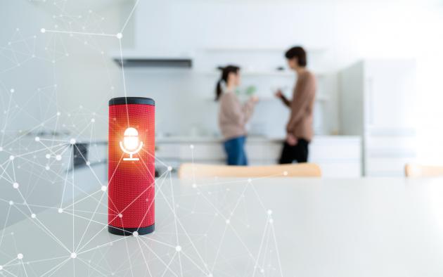 smart speaker in kitchen