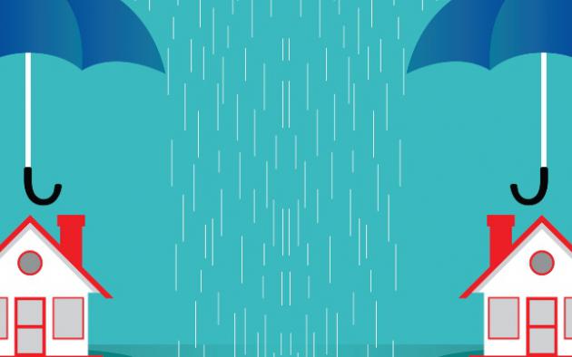 house covered by umbrella during rainstorm