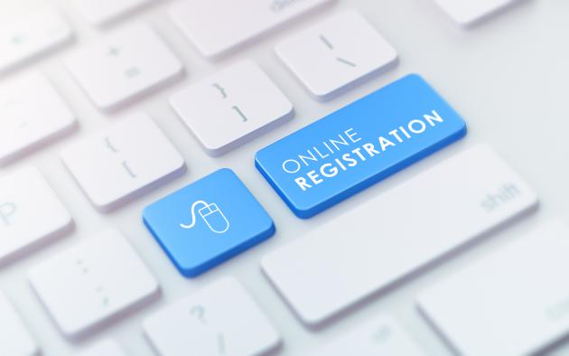 Keyboard with online registration button and mouse