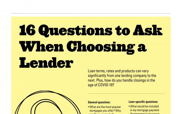 16 Questions to Ask When Choosing a Lender infographic