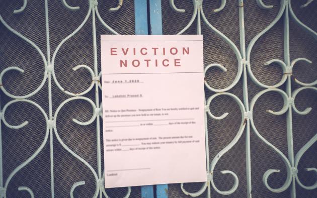 eviction notice posted on screen door
