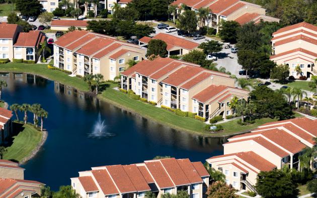 Affordable homes surrounding a lake
