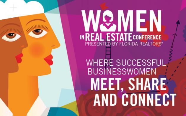 women in real estate conference where successful businesswomen meet, share and connect with illustration of women