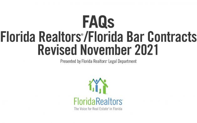 FAQs: Florida Realtors/Florida Bar Residential Contract Updates