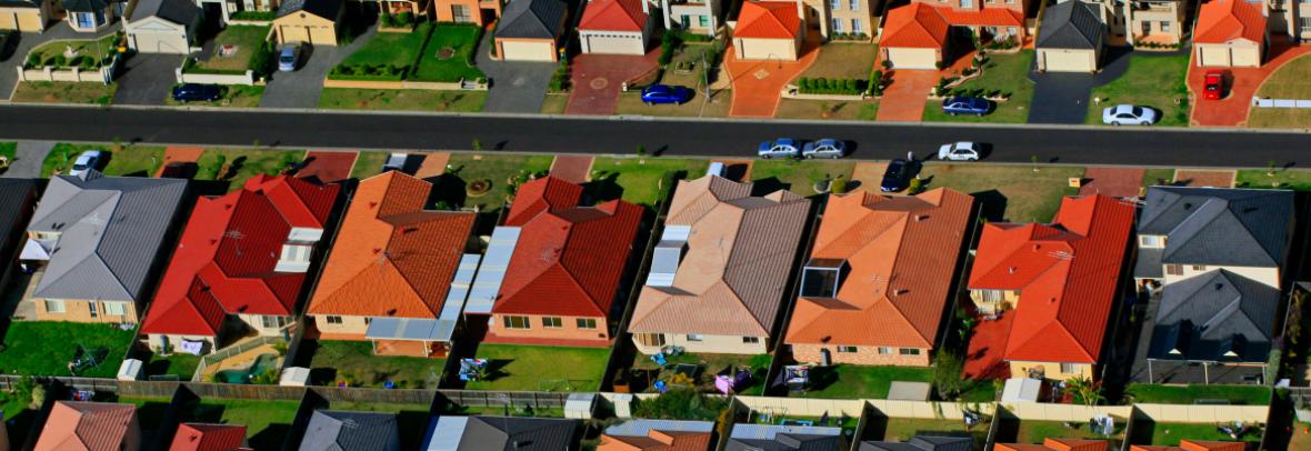 row of houses florida aerial subdivision