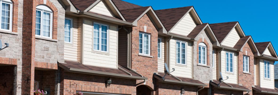 Townhomes with garages and driveways