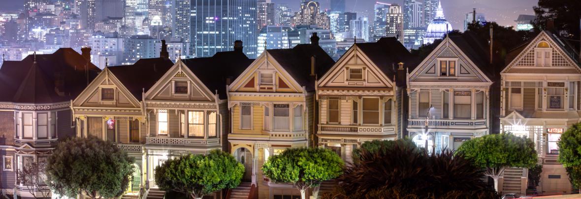 Row of houses in San Francisco known to be a front for the TV series Full House