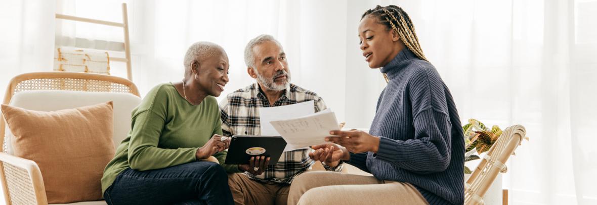 Elderly speaking with daughter