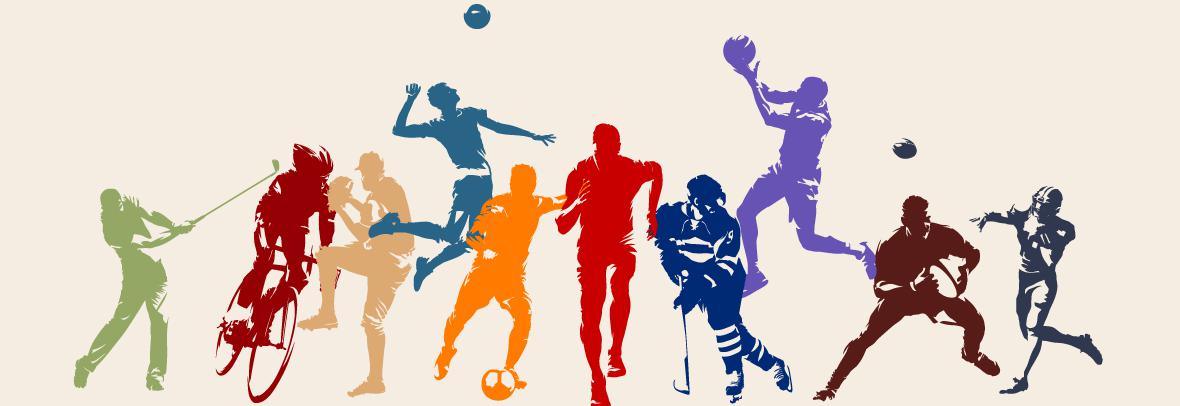 illustration of different types of athletes in a variety of colors