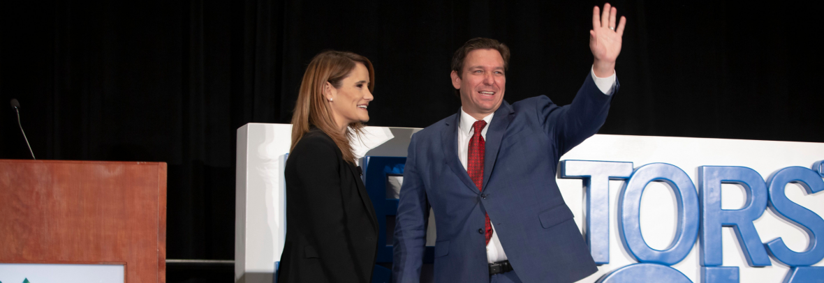 Florida Realtors President Christina Pappas welcomes Gov. Ron DeSantis to Florida Realtors 2022 Convention & Trade Expo