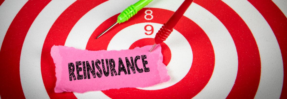 The word reinsurance on top of a target with darts sticking in it