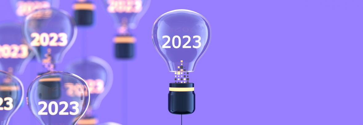 Light bulbs with 2023 inside