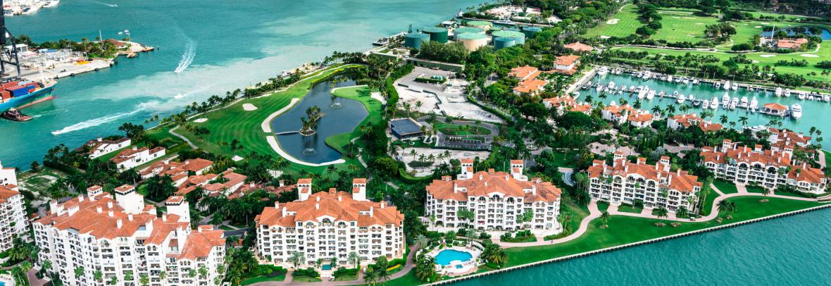 Aerial view of Fisher Island, part of Miami