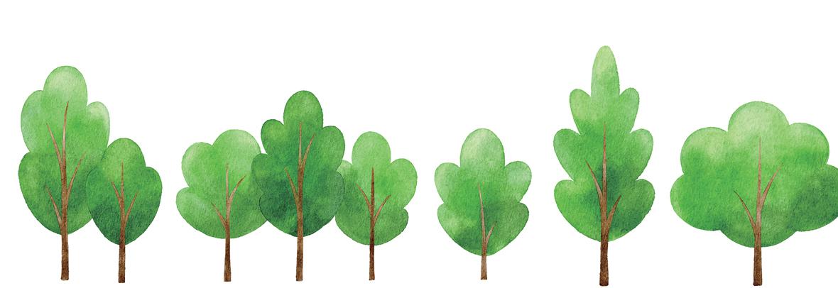 Line of trees in watercolor style