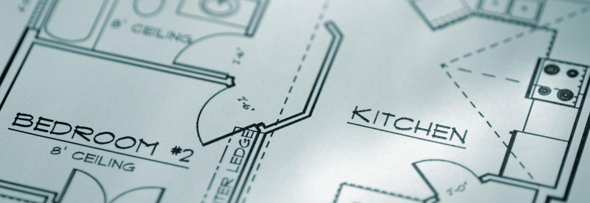 Photo of blueprints for a home