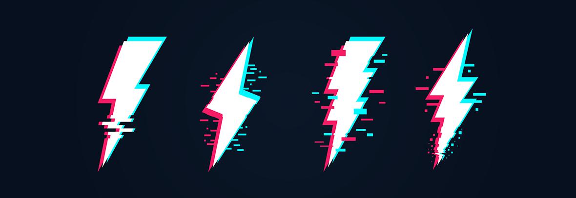 illustration of 4 lightening bolts on a blue background