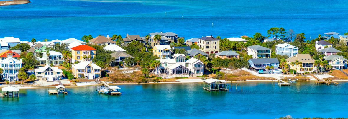 Luxury homes on a barrier island near Florida's Emerald Coast