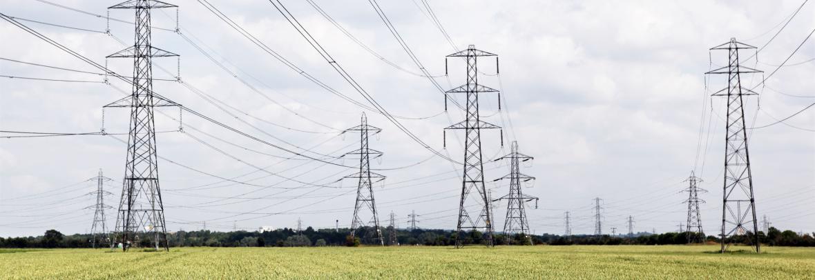 Electrical power lines in a field