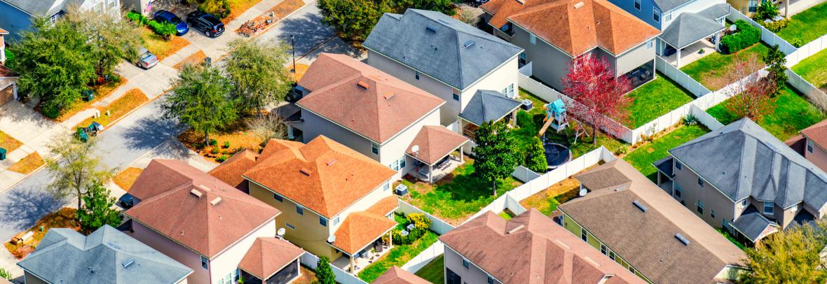 aerial view of houses in a subdivision