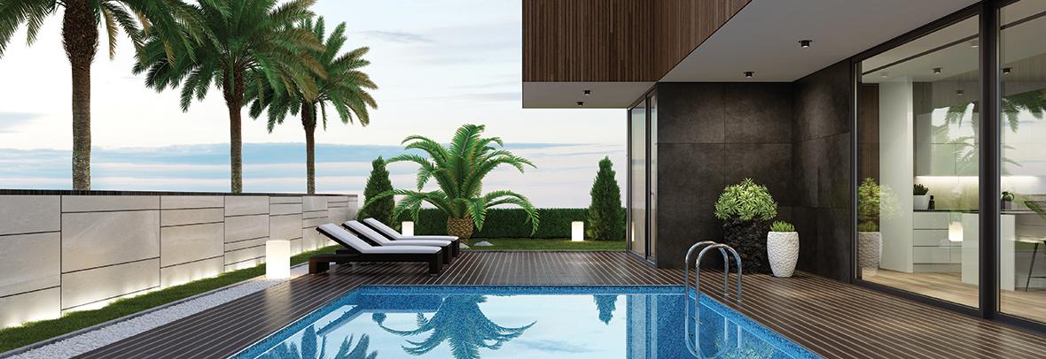 Photo of a luxury modern home with a pool