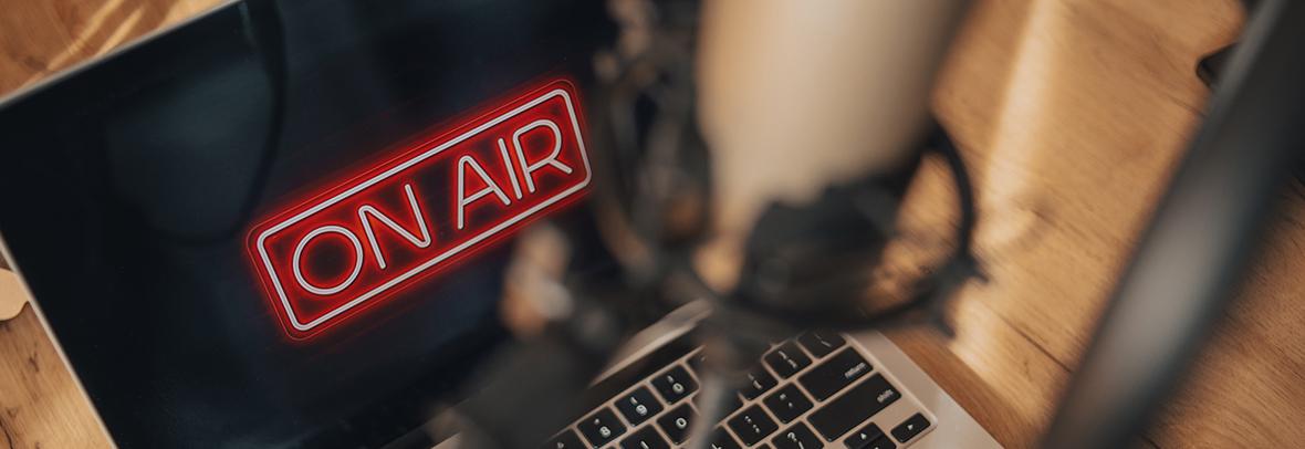 Photo of radio show studio equipment