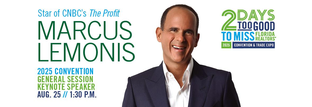 star of CNBC's The Profit; Marcus Lemonis, 2025 convention general session keynote speaker, august 25 1:30 p.m. and convention logo