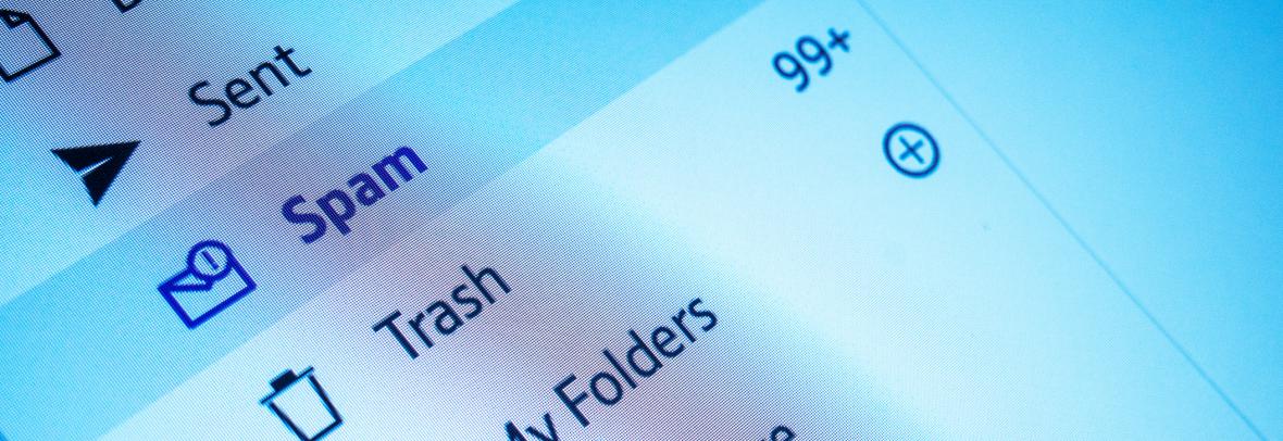 Close up of spam email folder on screen