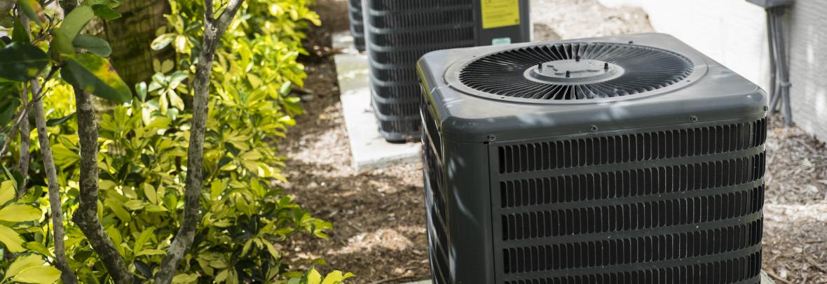 Florida air conditioning unit in garden