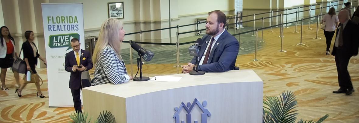 Jonathan Lickstein being interviewed during 2025 Florida Realtors Convention