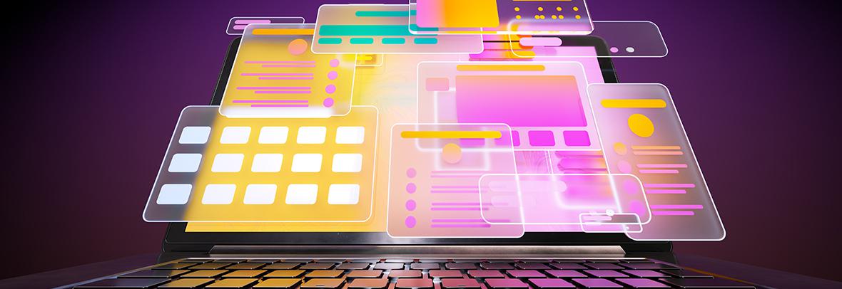 digital illustration of tech data, files, content etc