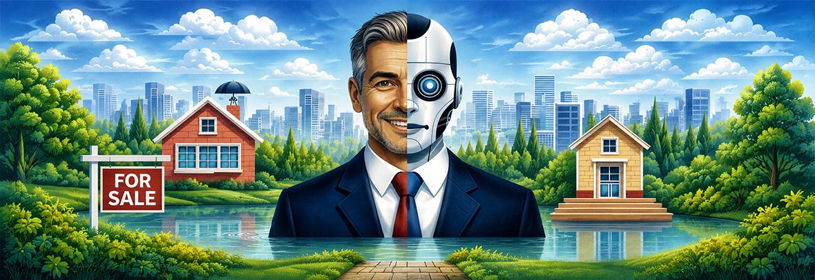 digital illustration of a man that is half robot