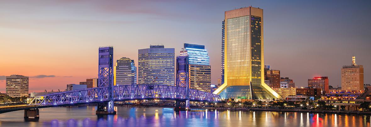 nighttime photo of the Jacksonville skyline
