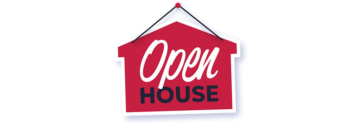 Red open house sign
