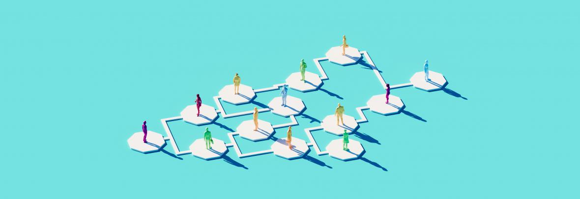 illustration of model people connected by lines