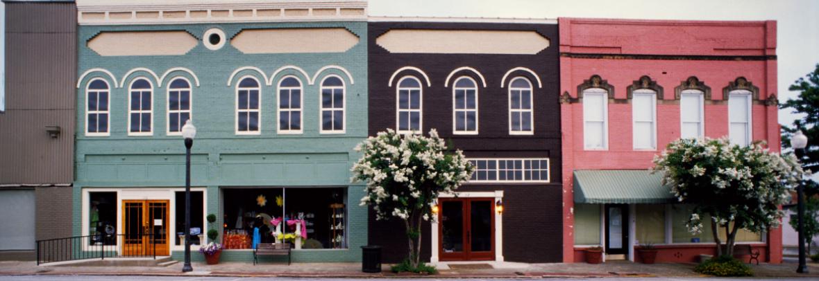 row of downtown businesses
