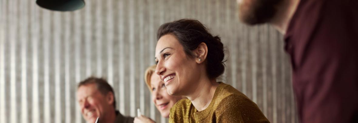 office workers smiling