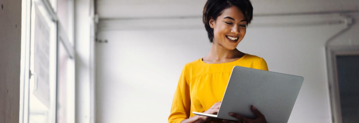 woman using laptop