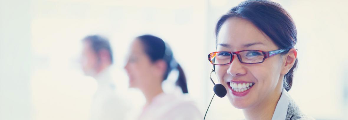 woman using a headset