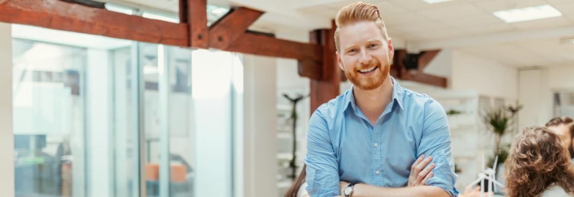 young professional man in casual office