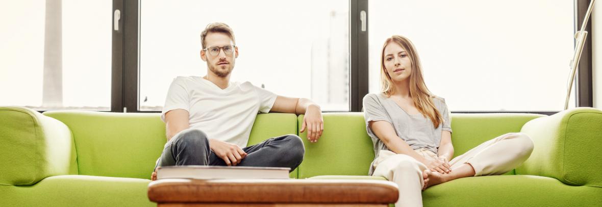 Young couple on couch
